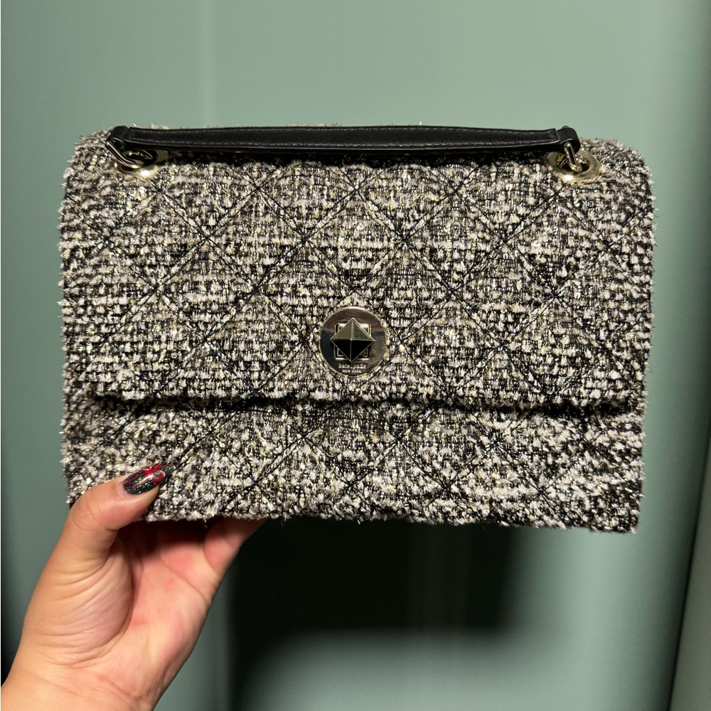 NWOT Kate Spade Natalia quilted tweed tinsel medium flap shoulder bag